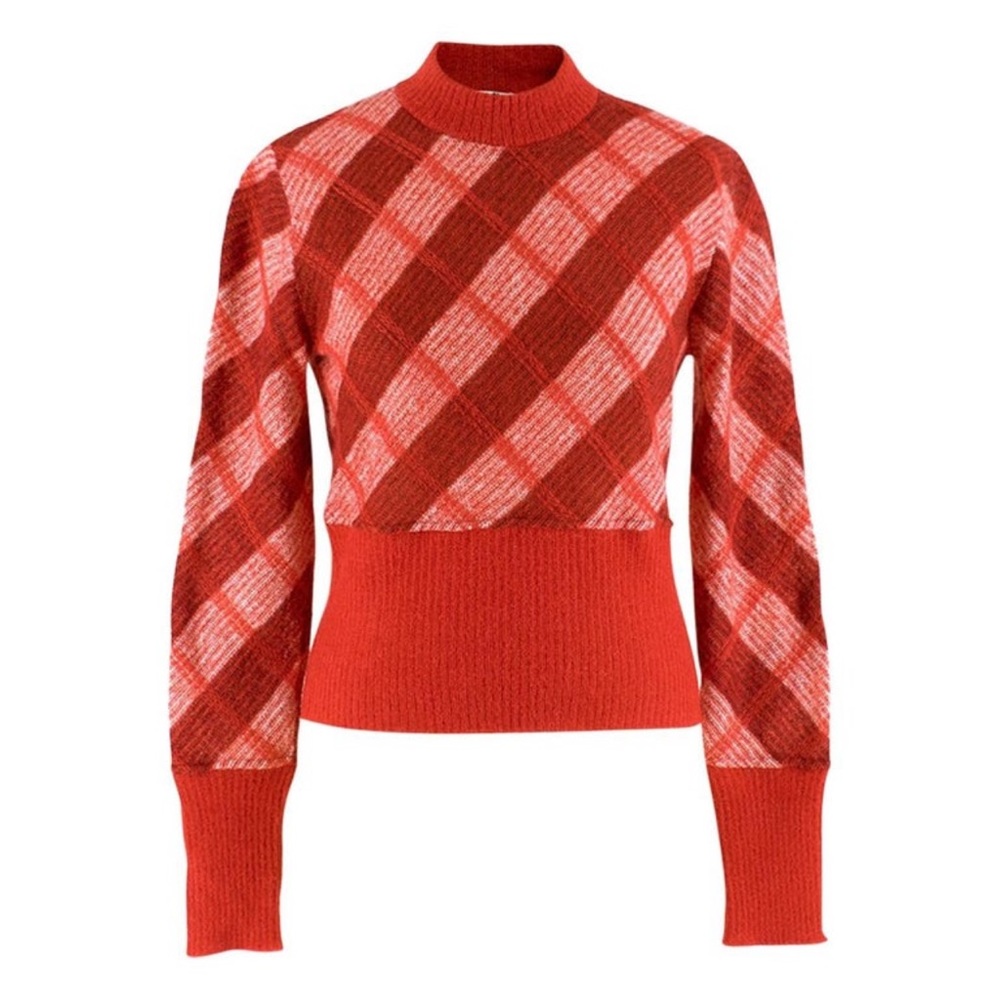 Miu Miu Checked High Neck Mohair Sweater